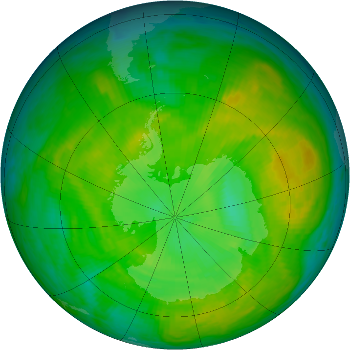 Antarctic ozone map for 24 December 1980